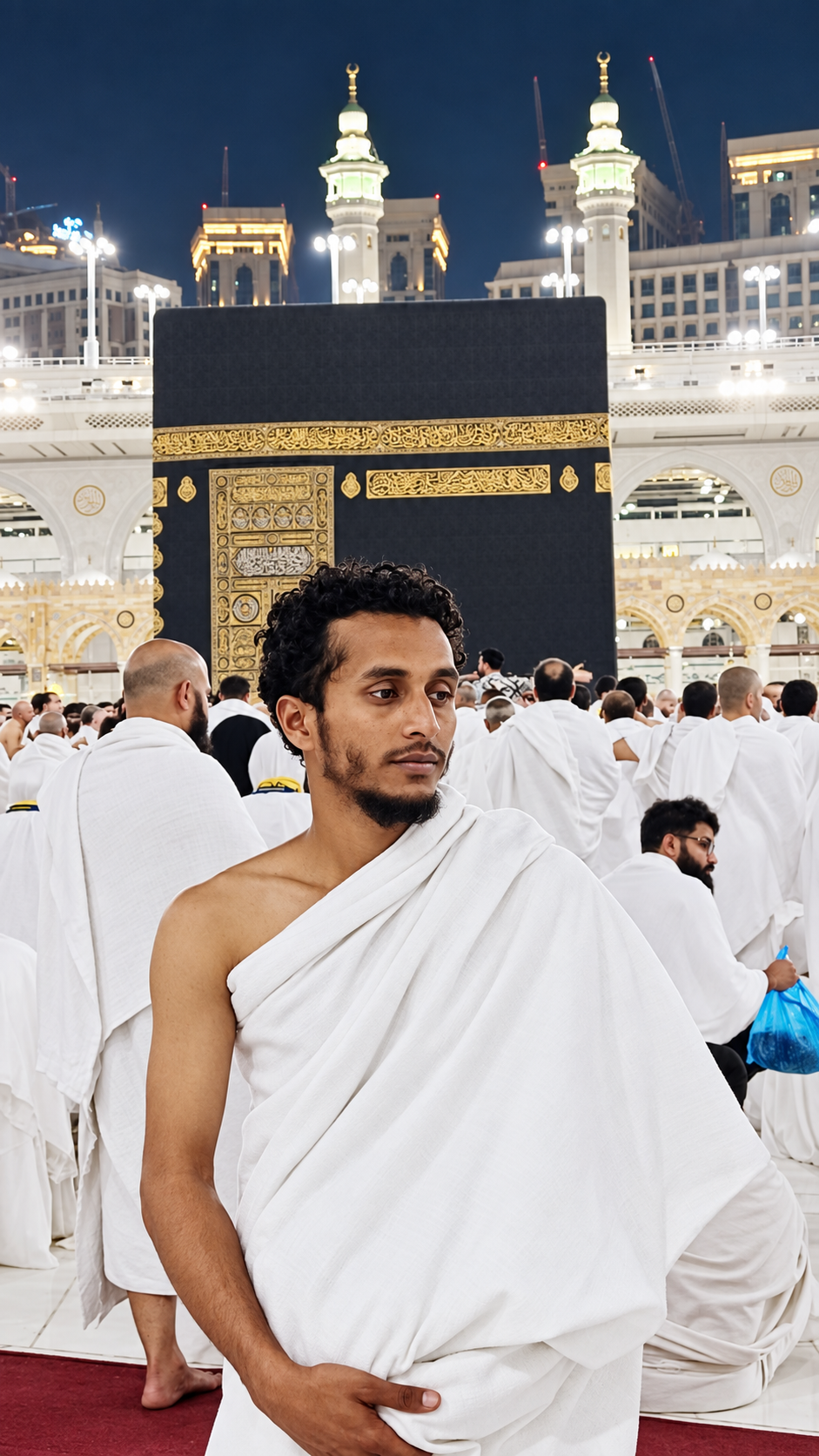Al Safa’s owner in front of the Kaaba during his visit to Makkah